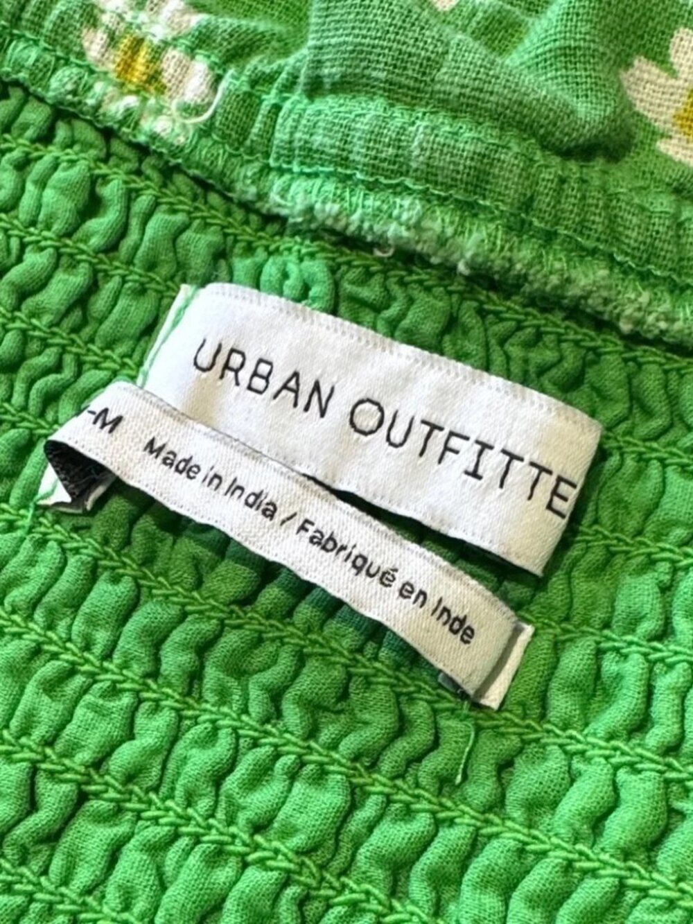Urban Outfitters Womens Green Daisy Floral Flounce Mini Dress Tie Front - Sz M - Picture 4 of 8